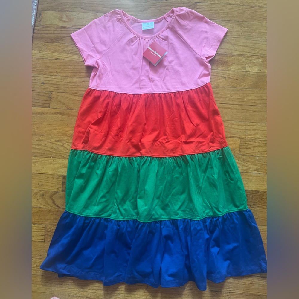 NWT Hanna Andersson Size 12 150 Pink Blue Green Red Short Sleeve Twirl Dress